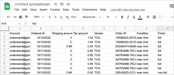Export output CSV/spreadsheet