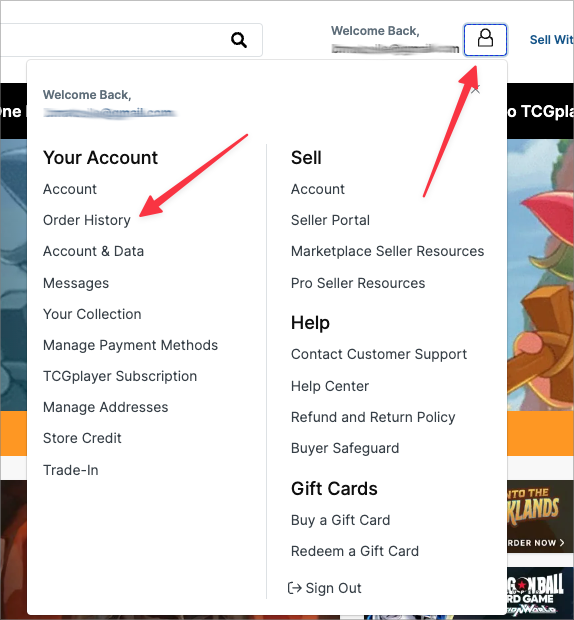 Order History link