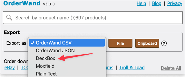 Export CSV buttons