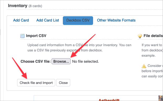 Deckbox CSV