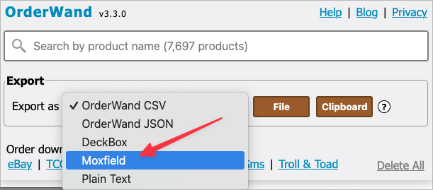 Export CSV buttons