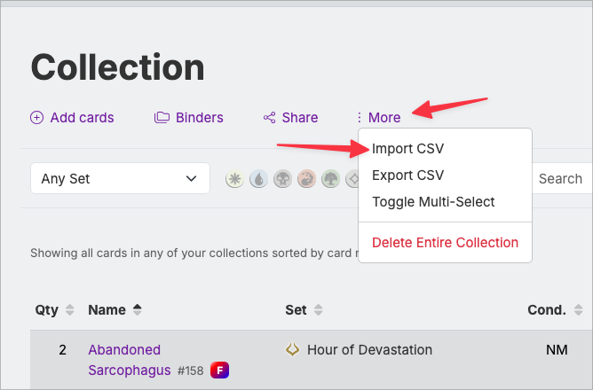 More and Import CSV