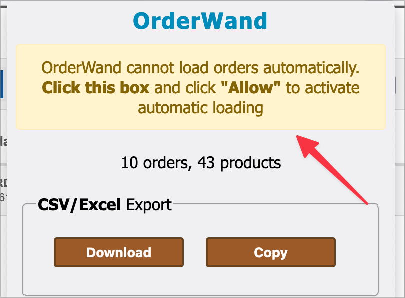 Click OrderWand icon