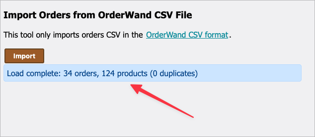 Imported CSV results