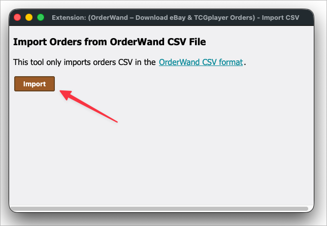 Import screen